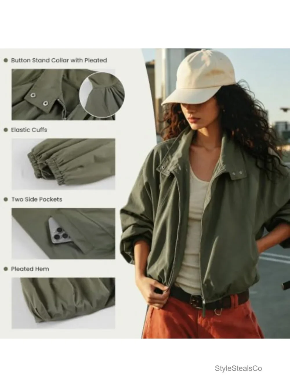 Oversized Funnel Neck Trench Coat with Zip Front and Snap Button